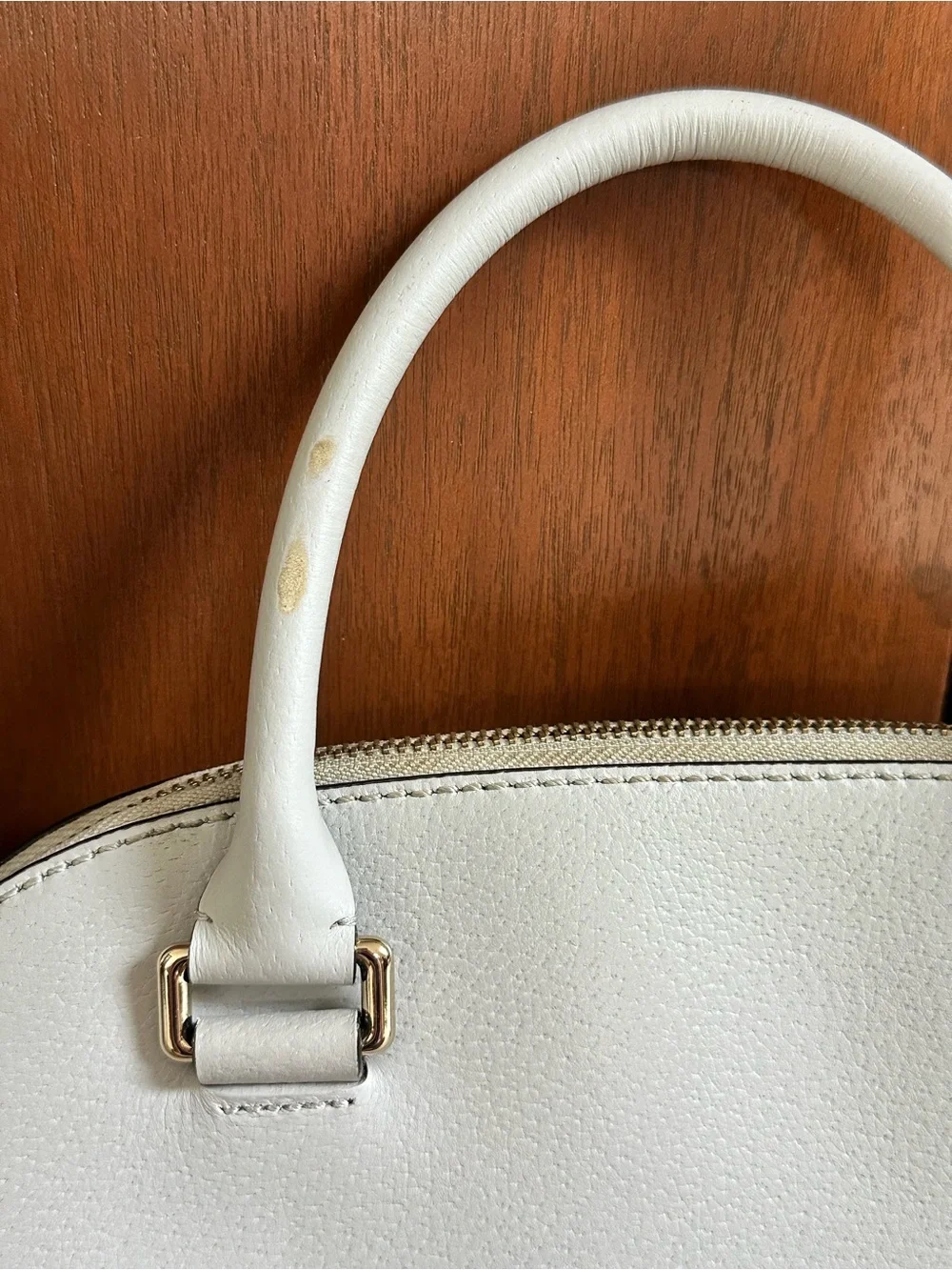 Kate Spade Grove Street Carli Gray Dome Leather Satchel with Crossbody Strap
